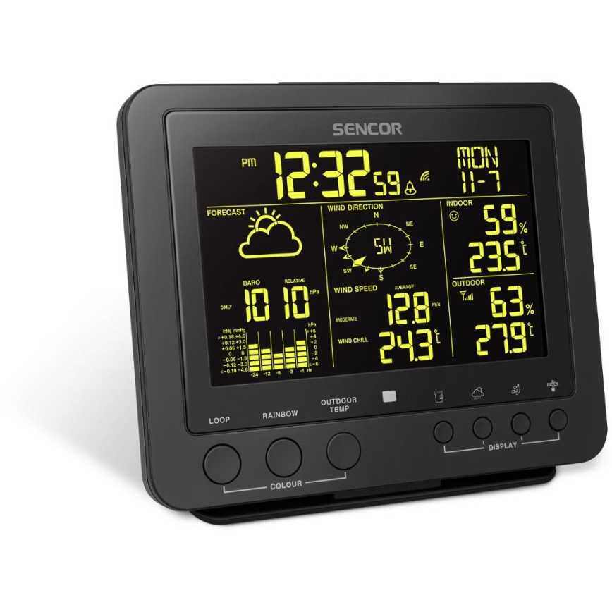 Sencor - Profesionální meteostanice s barevným LCD displejem 1xCR2032