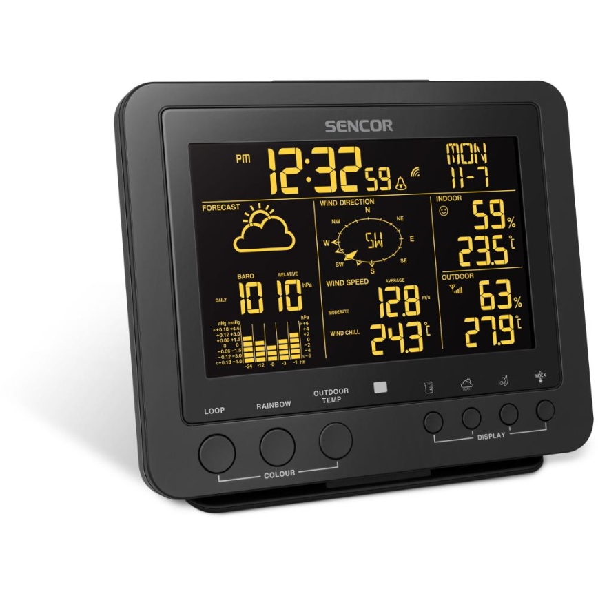 Sencor - Profesionální meteostanice s barevným LCD displejem 1xCR2032