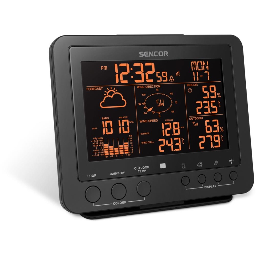 Sencor - Profesionální meteostanice s barevným LCD displejem 1xCR2032