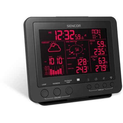 Sencor - Profesionální meteostanice s barevným LCD displejem 1xCR2032