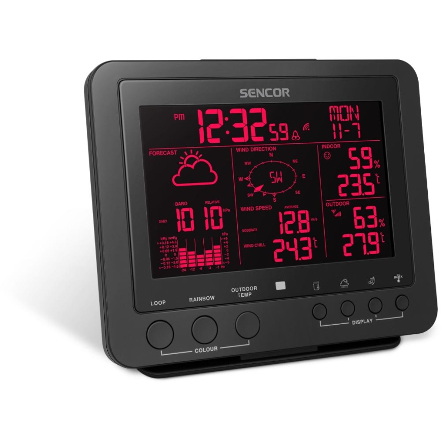 Sencor - Profesionální meteostanice s barevným LCD displejem 1xCR2032