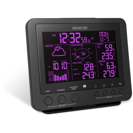 Sencor - Profesionální meteostanice s barevným LCD displejem 1xCR2032