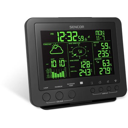 Sencor - Profesionální meteostanice s barevným LCD displejem 1xCR2032