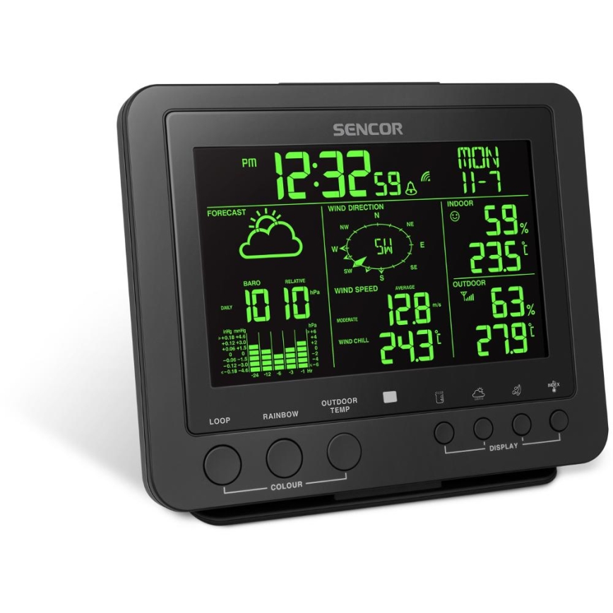 Sencor - Profesionální meteostanice s barevným LCD displejem 1xCR2032