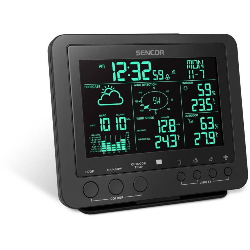 Sencor - Profesionální meteostanice s barevným LCD displejem 1xCR2032