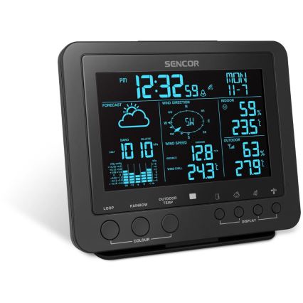 Sencor - Profesionální meteostanice s barevným LCD displejem 1xCR2032