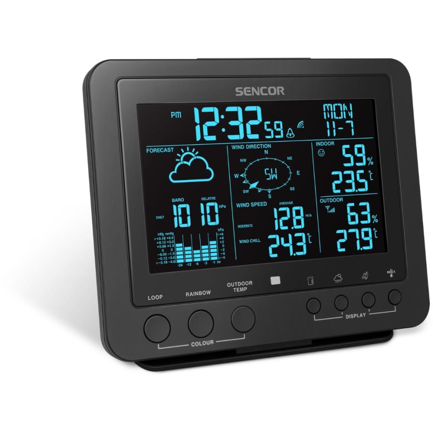 Sencor - Profesionální meteostanice s barevným LCD displejem 1xCR2032