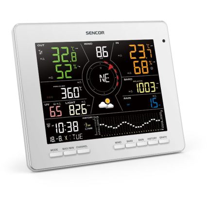 Sencor - Profesionální meteostanice s barevným LCD displejem 5V 1xCR2032 + 3xAA + 2xAA Wi-Fi Tuya