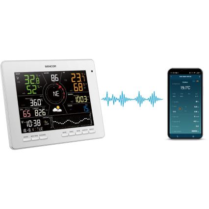 Sencor - Profesionální meteostanice s barevným LCD displejem 5V 1xCR2032 + 3xAA + 2xAA Wi-Fi Tuya