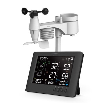 Sencor - Profesionální meteostanice s barevným LCD displejem a budíkem 5V/1xCR2032 + 3xAA Wi-Fi