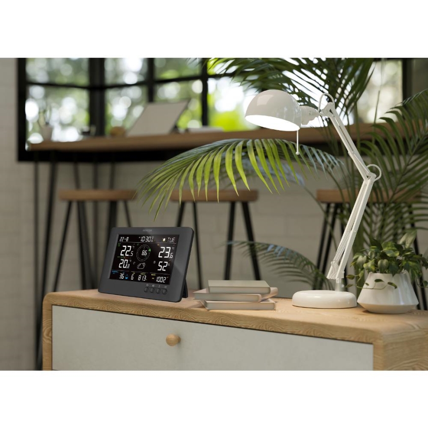 Sencor - Profesionální meteostanice s barevným LCD displejem a budíkem 5V/1xCR2032 + 3xAA