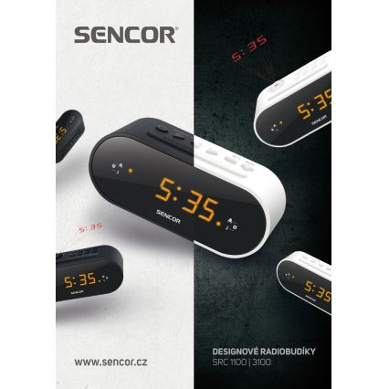 Sencor - Radiobudík s LED displejem a projektorem 5W/230V bílá