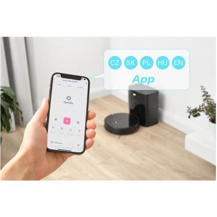 Sencor - Robotický vysavač s mopem 2v1 16W/2600 mAh Wi-Fi černá + dálkové ovládání