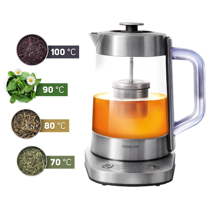 Sencor - Rychlovarná konvice s termoregulací 1,5 l 1500W/230V nerez