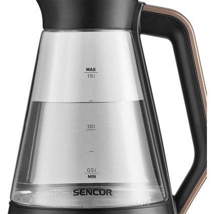 Sencor - Rychlovarná konvice s termoregulací 1,5 l 2150W/230V černá/rose gold