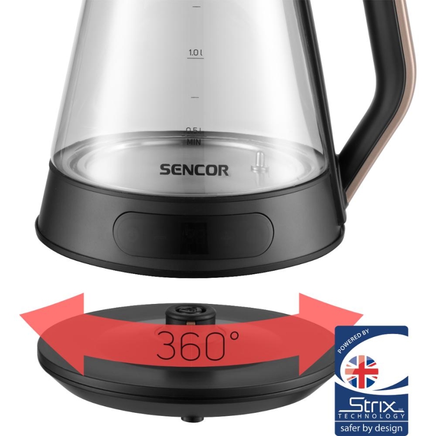 Sencor - Rychlovarná konvice s termoregulací 1,5 l 2150W/230V černá/rose gold