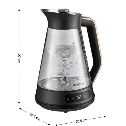 Sencor - Rychlovarná konvice s termoregulací 1,5 l 2150W/230V černá/rose gold