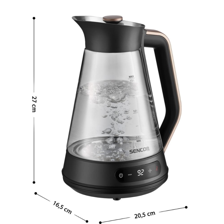 Sencor - Rychlovarná konvice s termoregulací 1,5 l 2150W/230V černá/rose gold