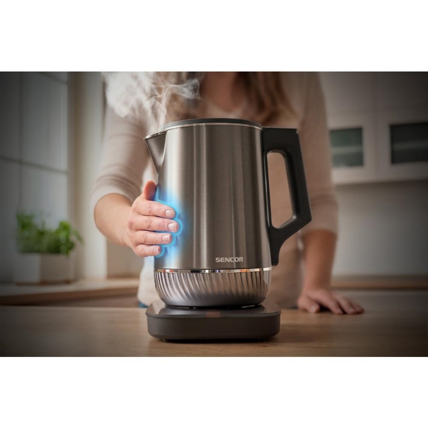 Sencor - Rychlovarná konvice s termoregulací 1,7 l 1800W/230V nerez