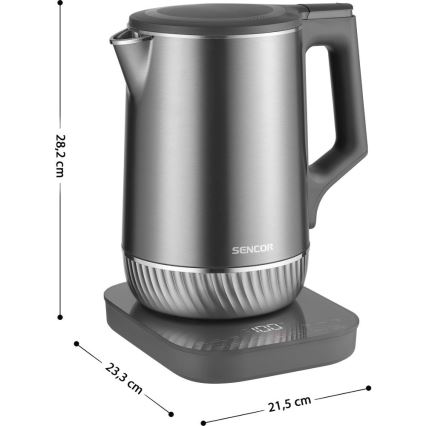 Sencor - Rychlovarná konvice s termoregulací 1,7 l 1800W/230V nerez