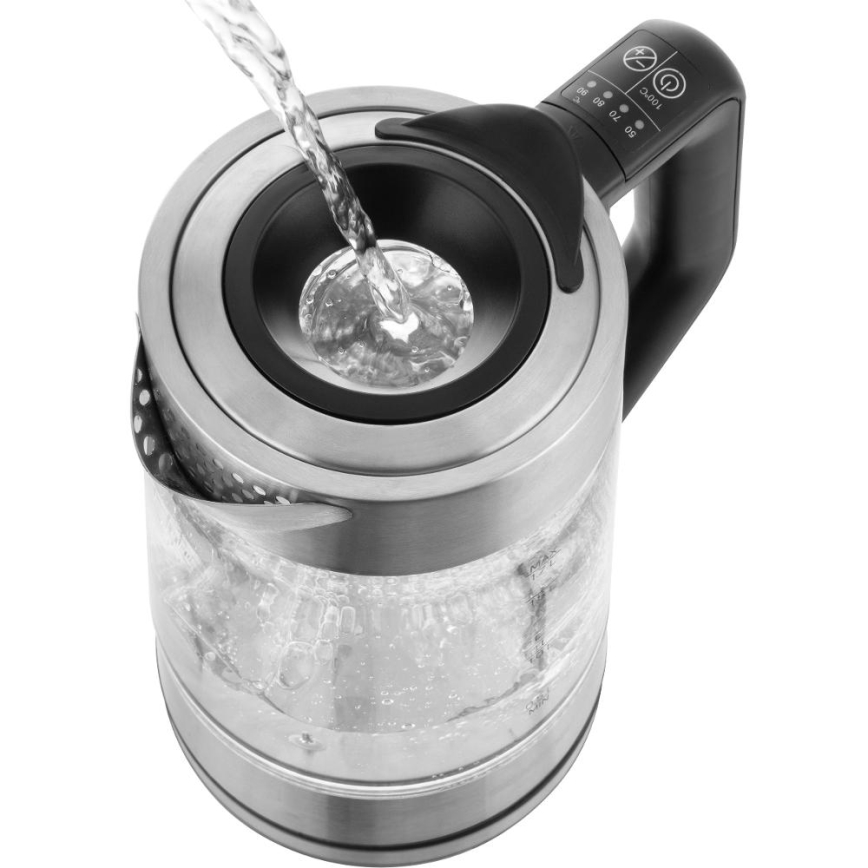 Sencor - Rychlovarná konvice s termoregulací 1,7 l 2200W/230V matný chrom/černá