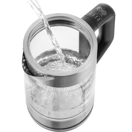 Sencor - Rychlovarná konvice s termoregulací 1,7 l 2200W/230V matný chrom/černá