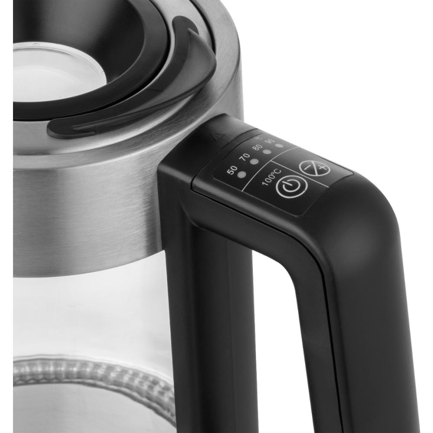 Sencor - Rychlovarná konvice s termoregulací 1,7 l 2200W/230V matný chrom/černá