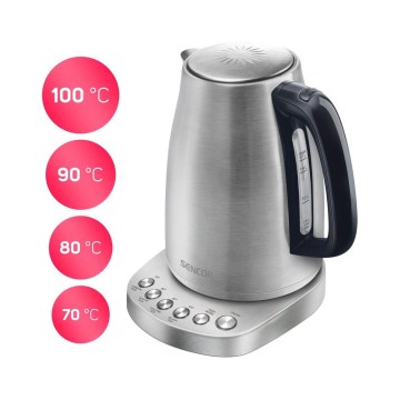 Sencor - Rychlovarná konvice s termoregulací 1,7 l 2200W/230V nerez