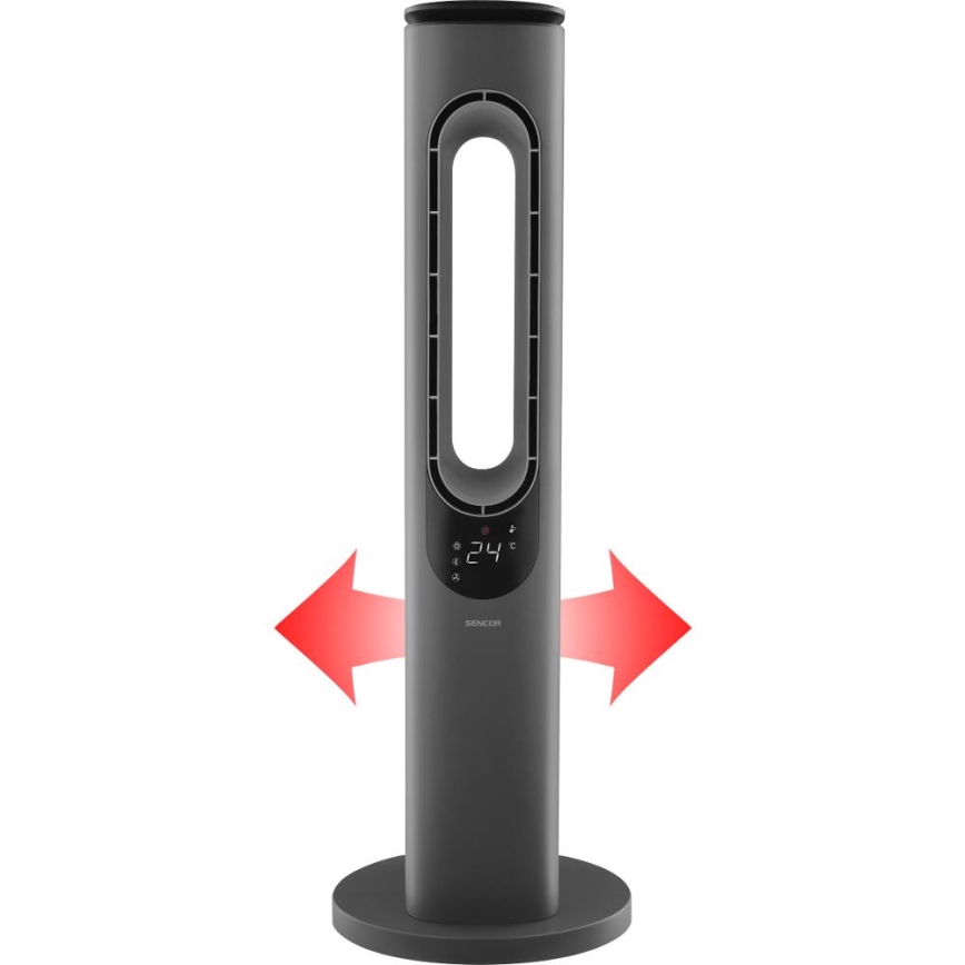 Sencor - Sloupový bezvrtulový keramický ventilátor 1200/2000W/230V antracit + dálkové ovládání