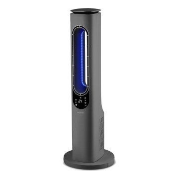 Sencor - Sloupový bezvrtulový ventilátor s keramickým topným tělesem 1200/2000W/230V antracit + dálkové ovládání