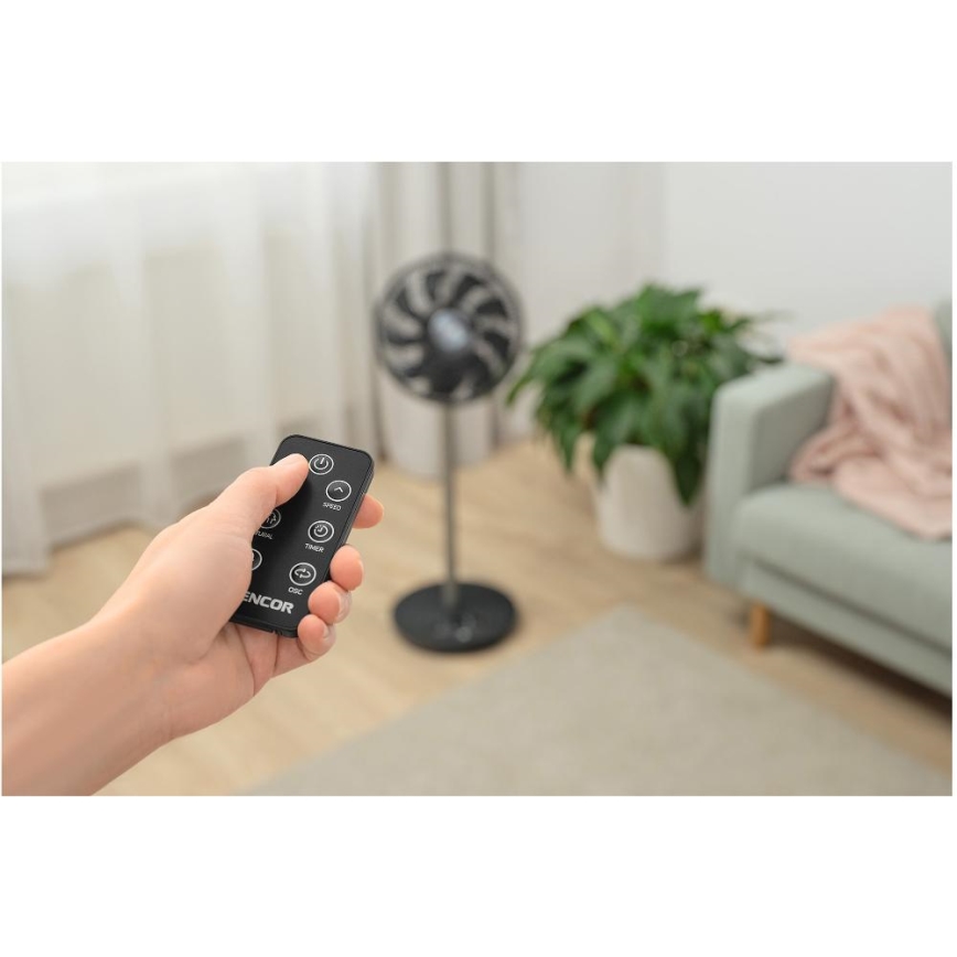Sencor - Stojanový ventilátor 3D UltraSilent 26W/230V Wi-Fi černá + dálkové ovládání