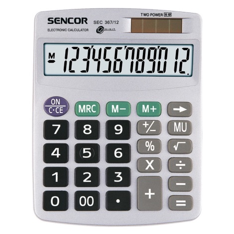 Sencor - Stolní kalkulačka 1xLR44 stříbrná