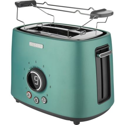 Sencor - Topinkovač s dvěma otvory a rozpékačem 1000W/230V mintová