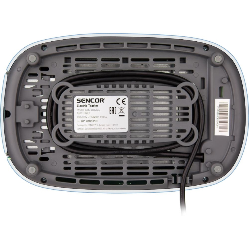Sencor - Topinkovač s dvěma otvory a rozpékačem 1000W/230V modrá