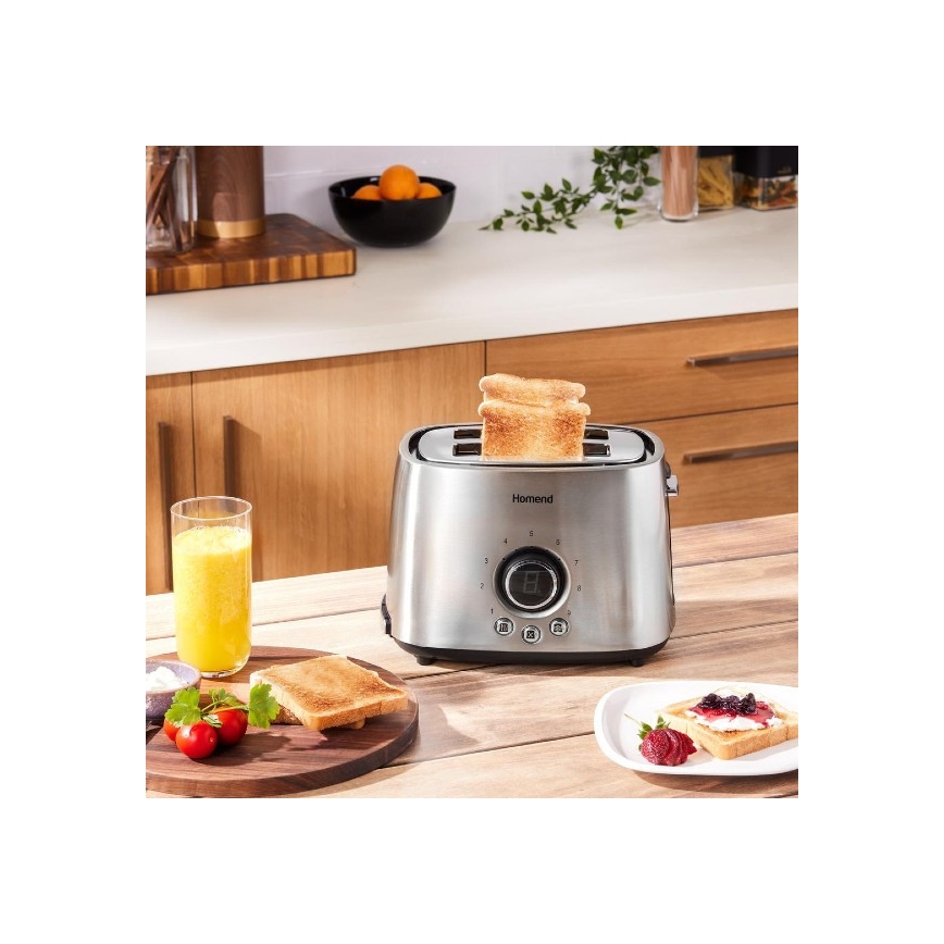 Sencor - Topinkovač s dvěma otvory a rozpékačem 1000W/230V stříbrná