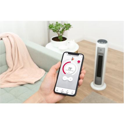 Sencor - Ventilátor s keramickým topným tělesem 2200W/230V Wi-Fi bílá + dálkové ovládání