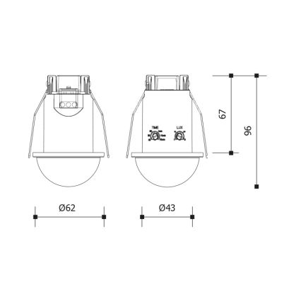 Senzor pohybu podhledový 360° 1200W/230V IP54 černá