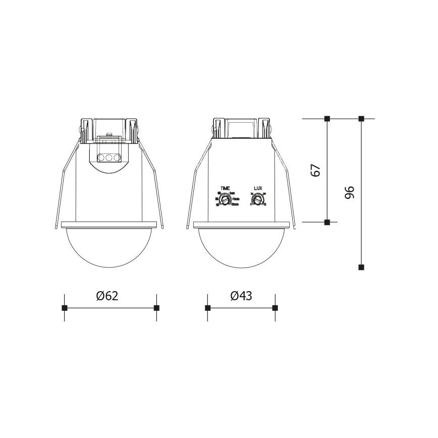 Senzor pohybu podhledový 360° 1200W/230V IP54 černá