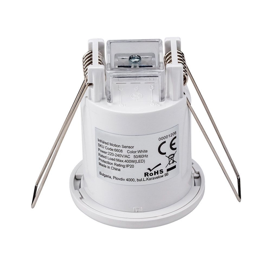 Senzor pohybu podhledový PIR 360° 400W/230V bílá