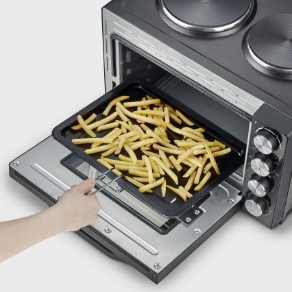 Severin TO 2074 - Horkovzdušná trouba s grilem a s plotýnkami 2500W/230V 30 l černá