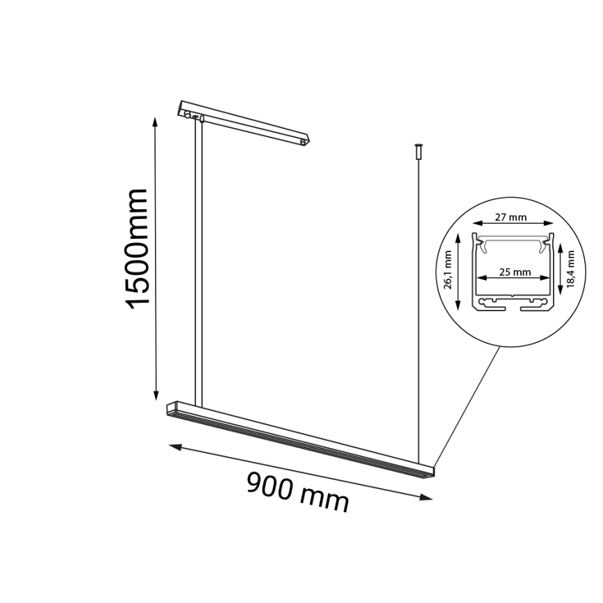 Shilo - LED Lustr na lanku LED/32W/230V 3000K CRI 90 černá