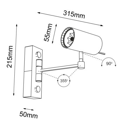 Shilo - Nástěnná lampička 1xGU10/15W/230V černá
