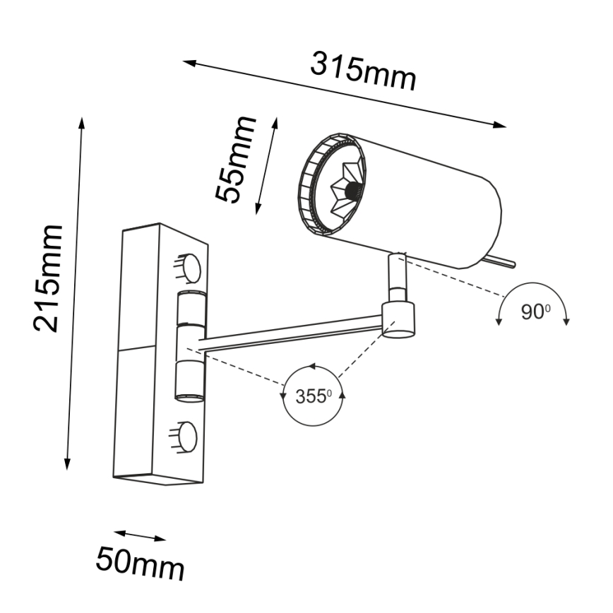 Shilo - Nástěnná lampička 1xGU10/15W/230V černá