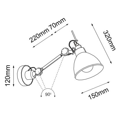 Shilo - Nástěnná lampička 1xE27/15W/230V černá