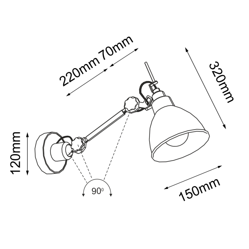 Shilo - Nástěnná lampička 1xE27/15W/230V černá