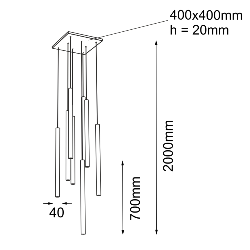 Shilo - Lustr na lanku 8xGU10-MR11/15W/230V černá