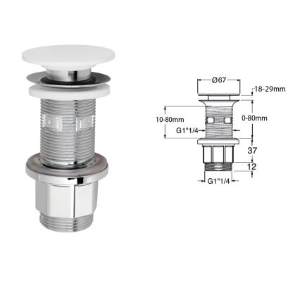 Silfra - Umyvadlová výpusť pr. 6,7 cm bílá/lesklý chrom