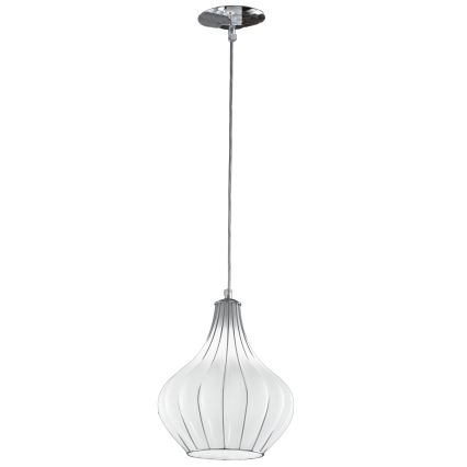 SIRU - Lustr na lanku AURIGA 1xE14/40W/230V pr. 26 cm matný chrom/bílá benátské sklo