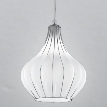 SIRU - Lustr na lanku AURIGA 1xE14/40W/230V pr. 26 cm matný chrom/bílá benátské sklo