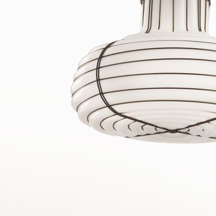 SIRU - Lustr na lanku CHAPEAU 2xE14/40W/230V matný chrom/bílá benátské sklo